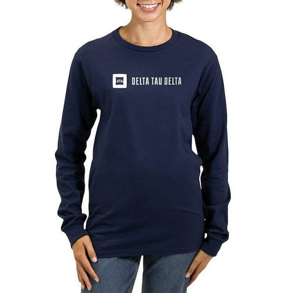 CafePress - Delta Tau Delta White Signature Long Sleeve T Shirt - Women's Long Sleeve Graphic Tee Casual Fit