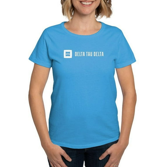 CafePress - Delta Tau Delta White Signature T Shirt - Women's Traditional Fit Dark T-Shirt