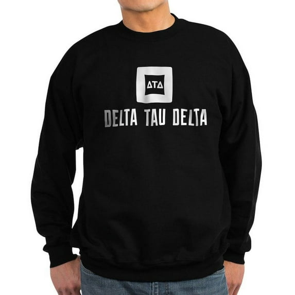 CafePress - Delta Tau Delta White Stacked Signature Sweatshirt - Classic Crew Neck Sweatshirt