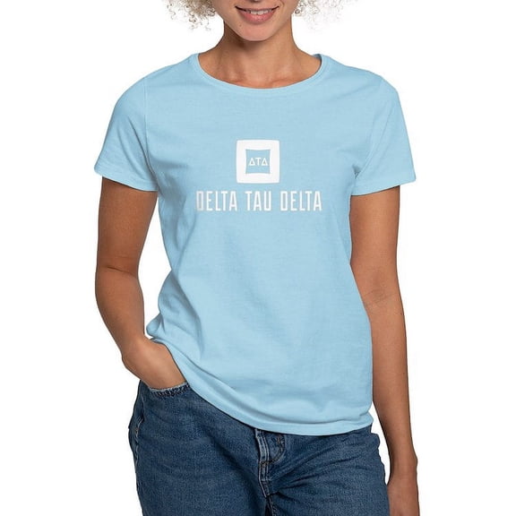 CafePress - Delta Tau Delta White Stacked Signature T Shirt - Women's Classic T-Shirt