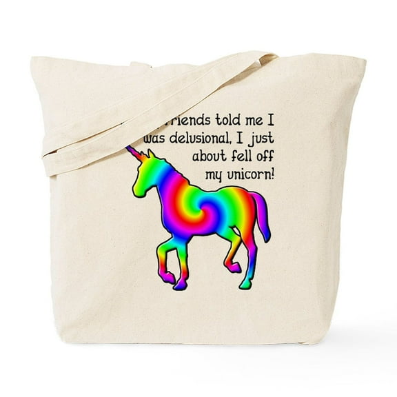 CafePress - Delusional Unicorn Funny T Shirt Tote Bag - Unisex Canvas Tote Bag, Beige, 1-Piece