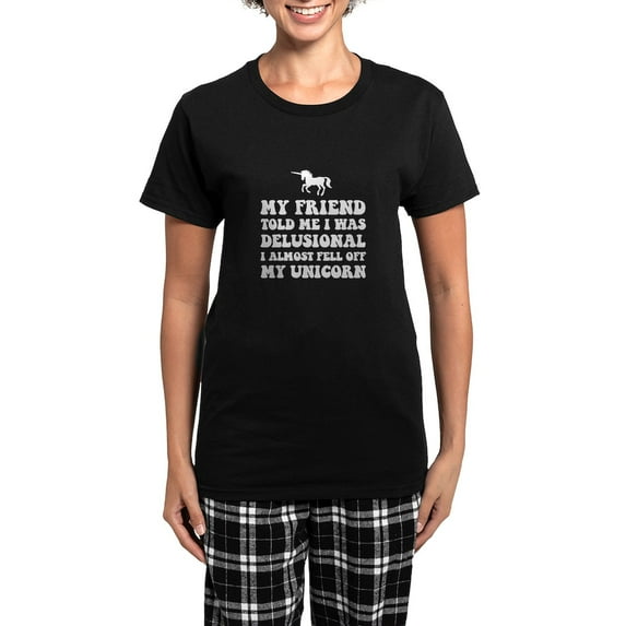 CafePress - Delusional Unicorn Pajamas - Women's Short Sleeve Print T-Shirt and Pants Dark Cotton Pajama Set