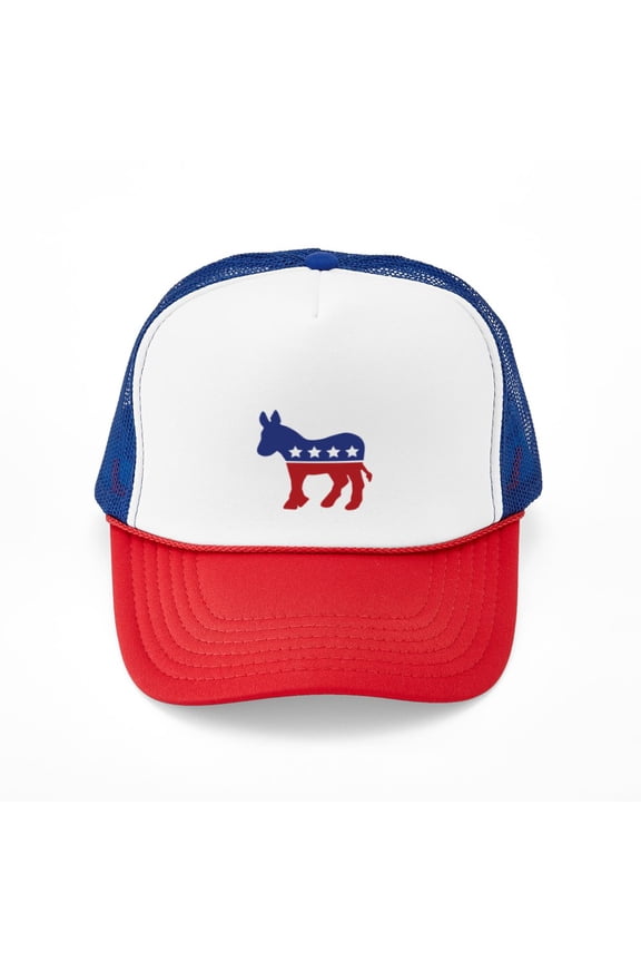 - Democrat Donkey - Adjustable Unisex Printed Trucker Hat with Mesh Back