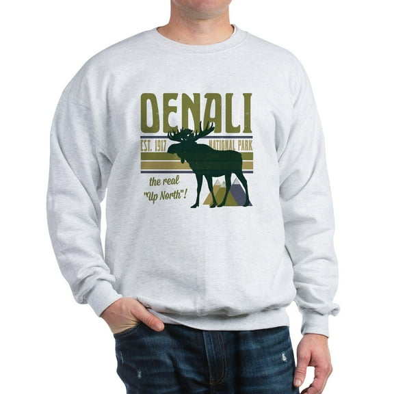 CafePress - Denali National Park Moose Sweatshirt - Crew Neck Sweatshirt
