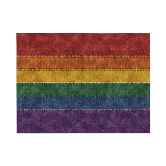CafePress - Denim Textured Seamless LGBTQ Pride Rainbow Flag - Large Plush Fleece Throw Blanket, 80" L x 60" W
