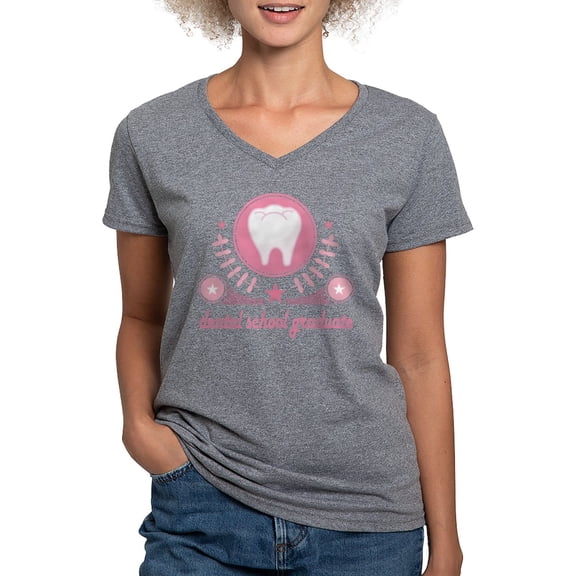 CafePress - Dental School Graduate T Shirt - Women's V-Neck Dark T-Shirt