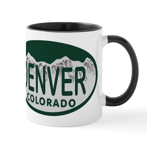 CafePress - Denver Colo License Plate Mug - 11 oz Ceramic Mug - Novelty Coffee Tea Cup
