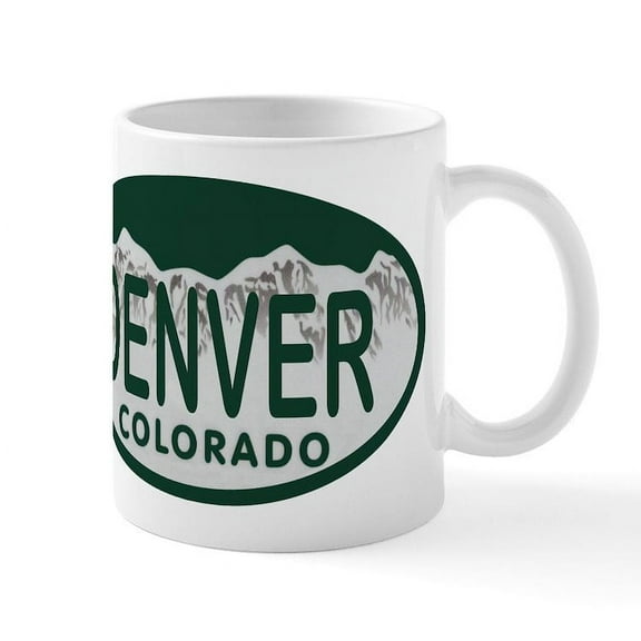 CafePress - Denver Colo License Plate Mug - 11 oz Ceramic Mug - Novelty Coffee Tea Cup