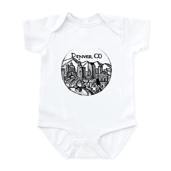 CafePress - Denver Downtown City Landmarks Black And Body Suit - Baby Light Bodysuit, Size Newborn - 24 Months