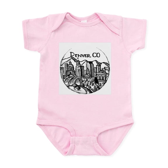 CafePress - Denver Downtown City Landmarks Black And Body Suit - Baby Light Bodysuit, Size Newborn - 24 Months