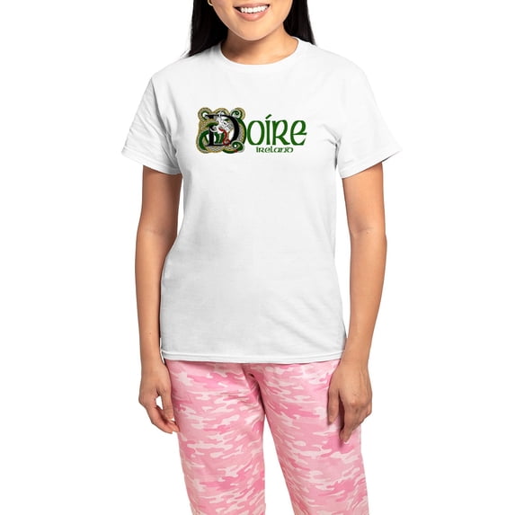 CafePress - Derry Dragon (Gaelic) Women's Light Pajamas - Women's Short Sleeve Print T-Shirt and Pants Light Cotton Pajama Set