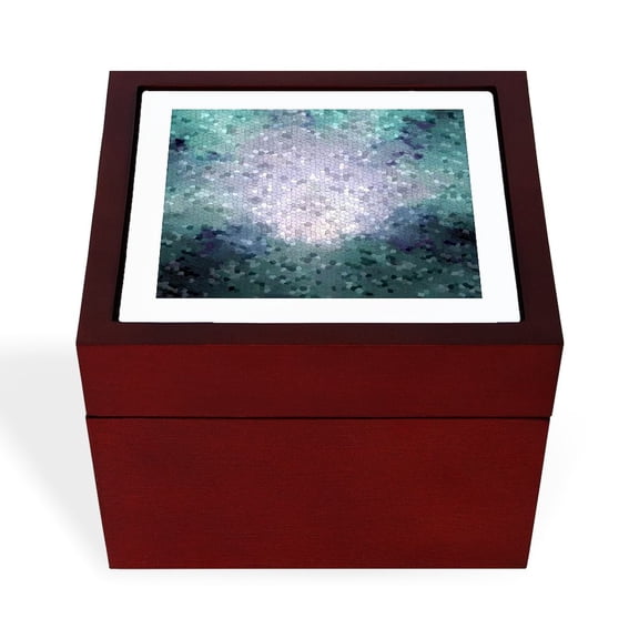 CafePress - Design 15 Blue Mosaic - Keepsake Box, Finished Hardwood Jewelry Box, Velvet Lined Memento Box