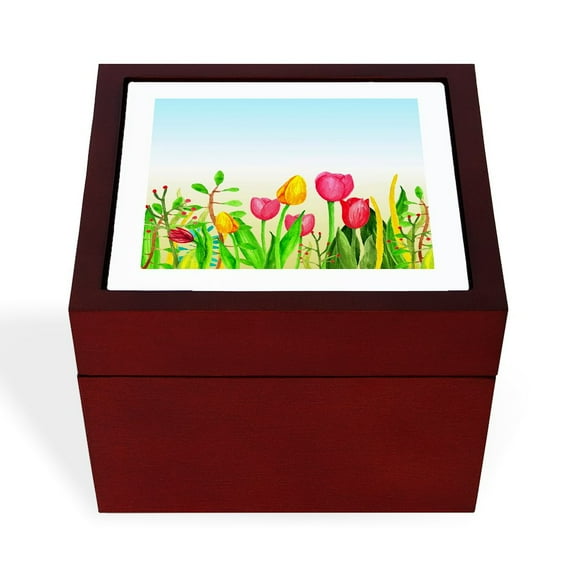 CafePress - Design 16 Tulips - Keepsake Box, Finished Hardwood Jewelry Box, Velvet Lined Memento Box