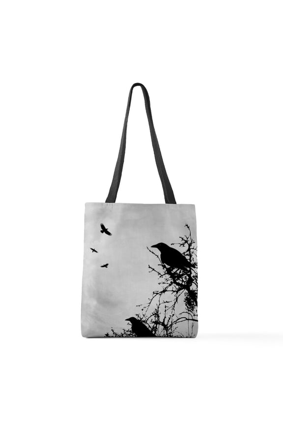 - Design 43 Crow Silhouette Medium Tote Bag - Polyester Tote Bag 16"x16"