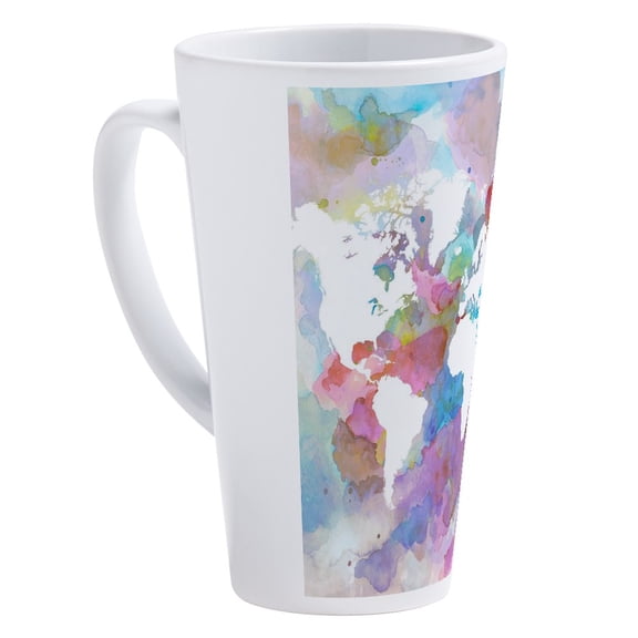 CafePress - Design 48 World Map - 17 Oz White Ceramic Latte Mug