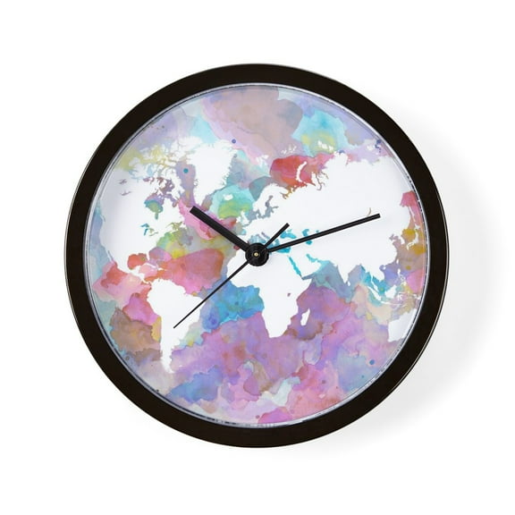 CafePress - Design 48 World Map - 10" Quartz Analog Battery-Powered Modern Wall Clock, Unique