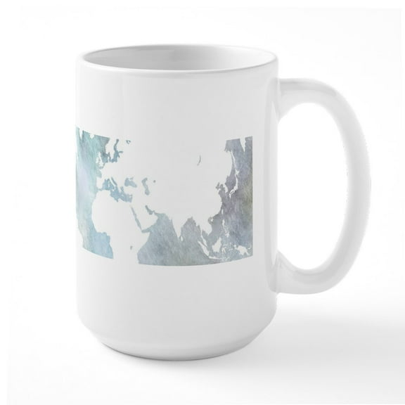 CafePress - Design 68 World Map Mugs - 15 oz Ceramic Large White Novelty Mug