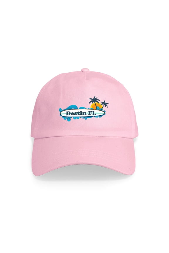 - Destin Florida Surf Design. Cap - Adjustable 100% Brushed Unisex Casual Cotton Baseball Cap, Beige, 1