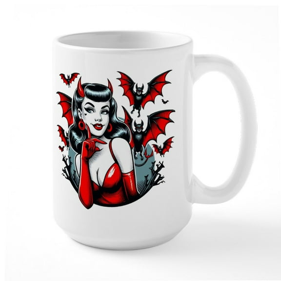 CafePress - Devil Bats - 15 oz Ceramic Large White Nolvety Mug