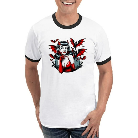 CafePress - Devil Bats Men's Ringer T Shirt - 100% Cotton Ringed T-Shirt