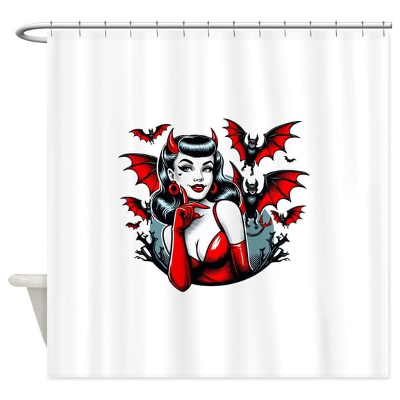 CafePress - Devil Bats - Unique Fabric Shower Curtain 70" x 72"