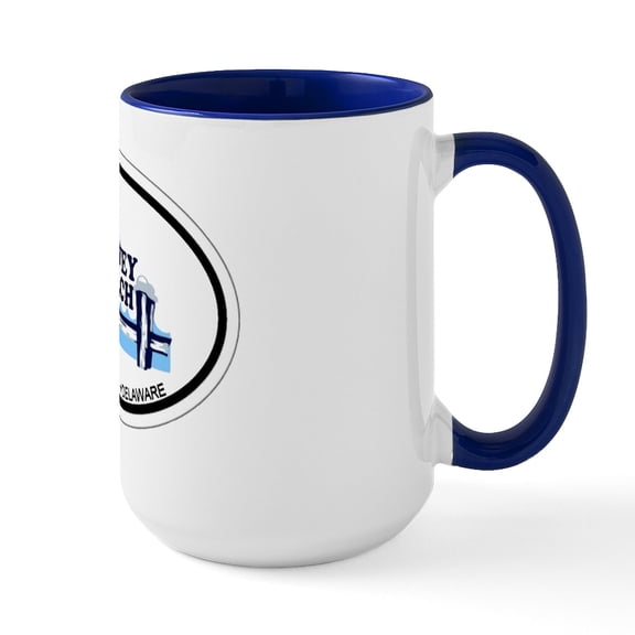 CafePress - Dewey Beach DE Oval Design Large Mug - 15 oz Ceramic Large White Novelty Mug