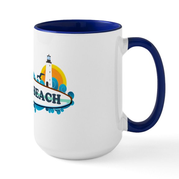 CafePress - Dewey Beach DE Surf Design Large Mug - 15 oz Ceramic Large White Novelty Mug
