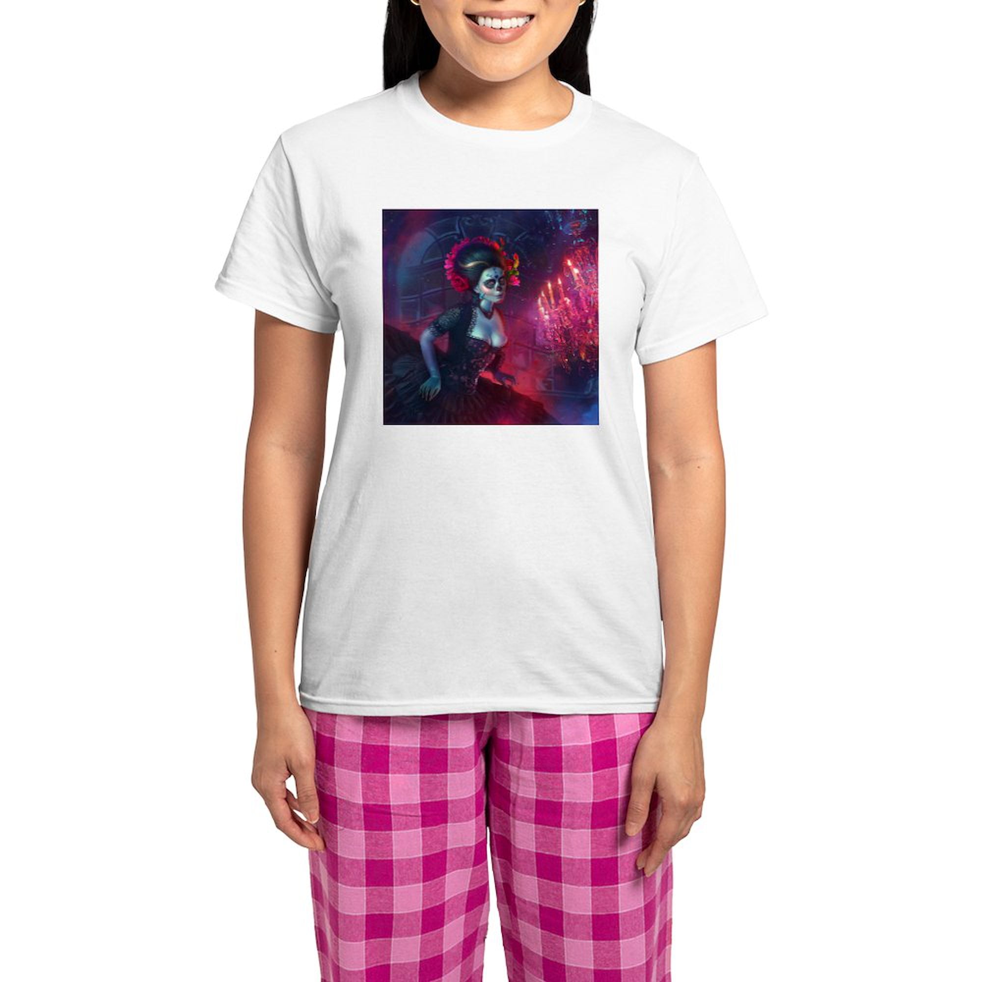 CafePress Dia De Los Muertos Pajamas Women s Short Sleeve Print T Shirt and Pants Light Cotton Pajama Set Walmart