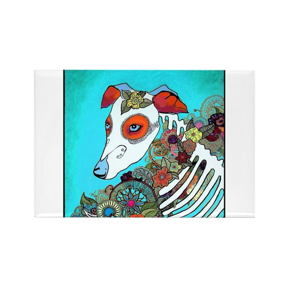 CafePress - Dia Los Muertos, Day Of The Dead Dog Rectangle Mag - Rectangle Magnet, 2"x3" Refrigerator Magnet