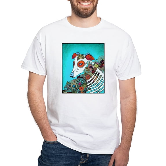 CafePress - Dia Los Muertos, Day Of The Dead Dog White T Shirt - Men's White Classic Cotton T-Shirts