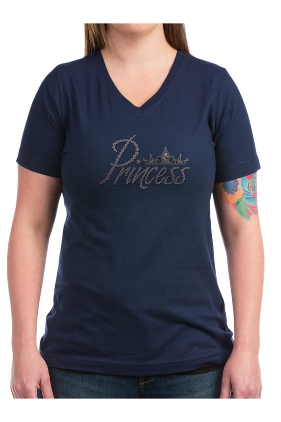 - Diamond Princess And Tiara T Shirt - Women's V-Neck Dark T-Shirt