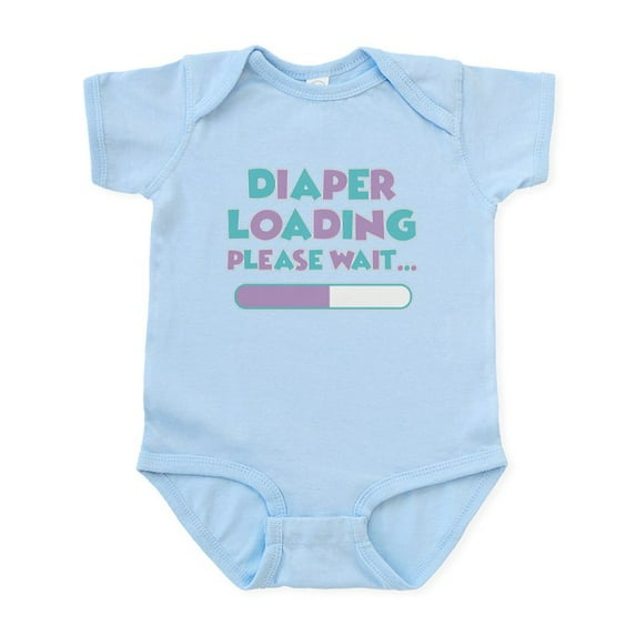 CafePress - Diaper Loading Please Wait Baby Light Bodysuit - Baby Light Bodysuit, Size Newborn - 24 Months