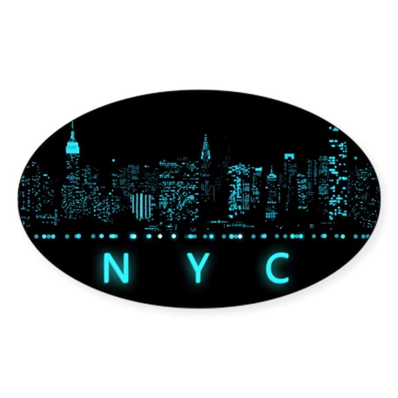 CafePress - Digital Cityscape: New York City, N - Sticker (Oval)