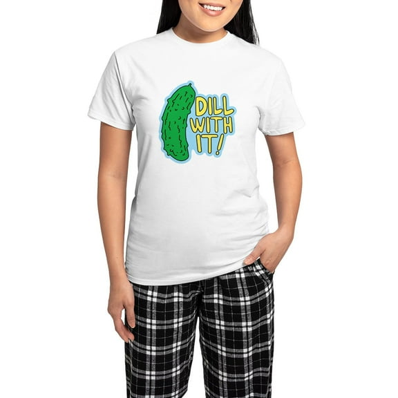 CafePress - Dill With It Pajamas - Women's Short Sleeve Print T-Shirt and Pants Light Cotton Pajama Set