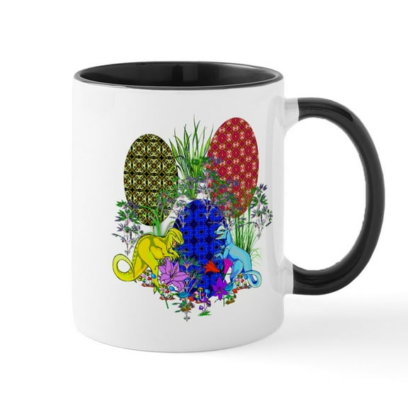 CafePress - Dinosaur Easter Eggs 11 Oz Ceramic Mug - 11 oz Ceramic Mug - Novelty Coffee Tea Cup