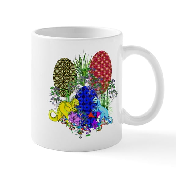 CafePress - Dinosaur Easter Eggs 11 Oz Ceramic Mug - 11 oz Ceramic Mug - Novelty Coffee Tea Cup