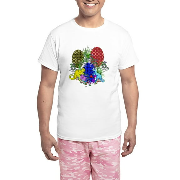 CafePress - Dinosaur Easter Eggs Men's Light Pajamas - Men's Light Loose Fit Cotton Pajama Set