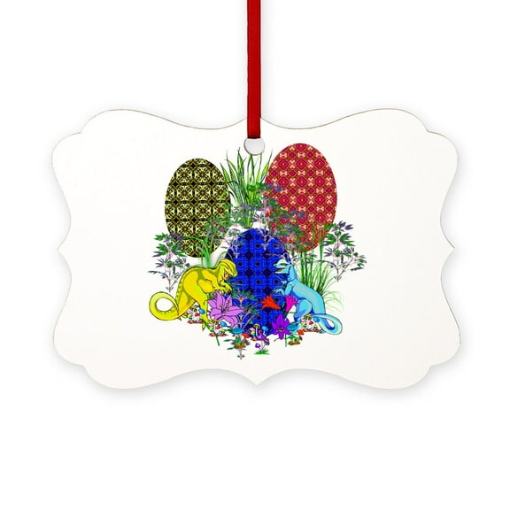 CafePress - Dinosaur Easter Eggs - Scroll Ornament