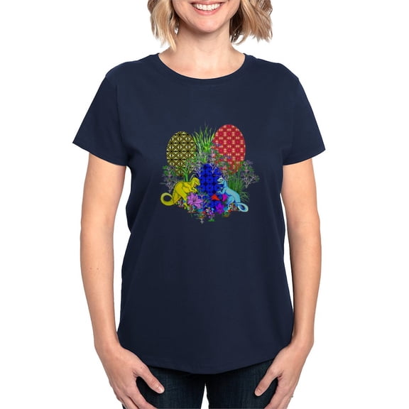 CafePress - Dinosaur Easter Eggs Women's Classic T Shirt - Women's Traditional Fit Dark T-Shirt