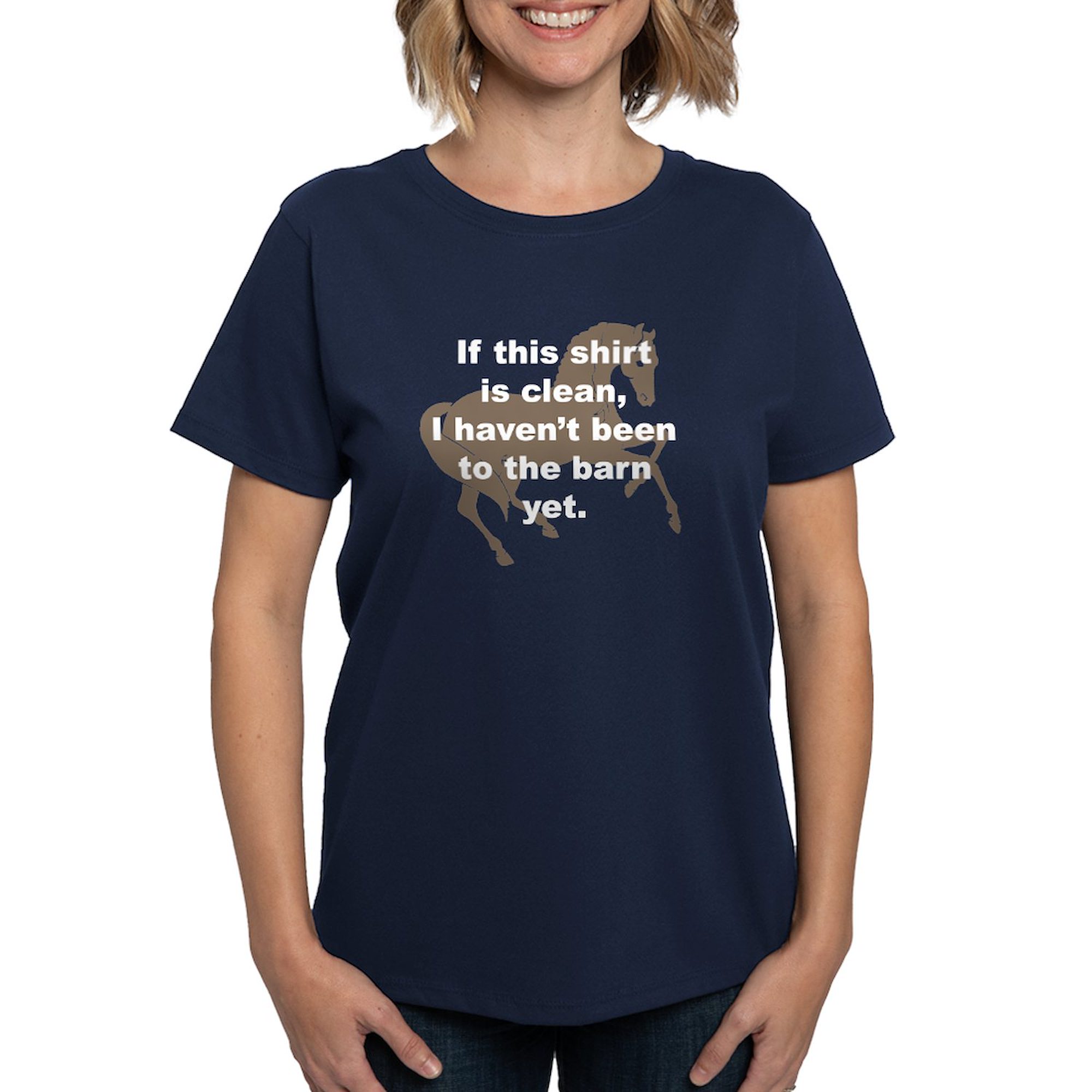 CafePress - Dirty Barn Shirt W/ Horse Women's Dark T Shirt - Women's Traditional Fit Dark T-Shirt - image 1 of 4