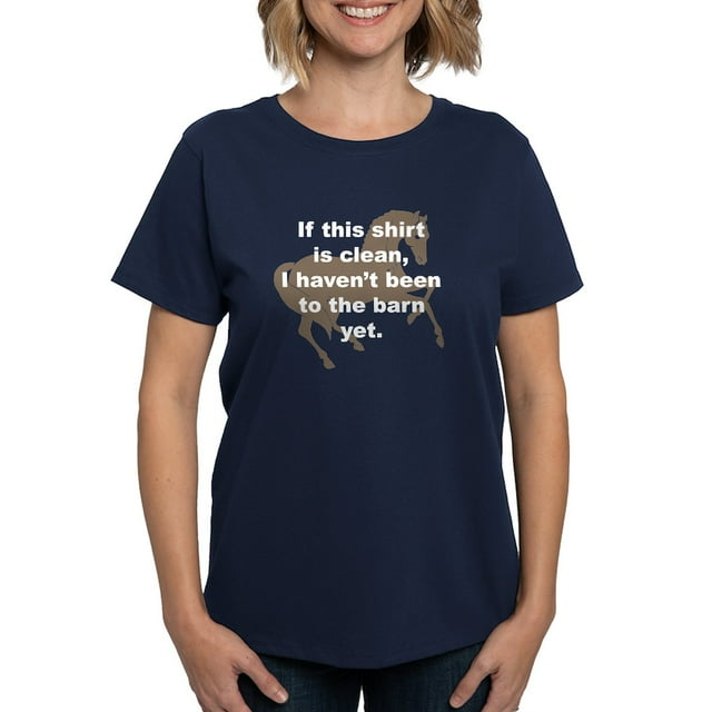 CafePress - Dirty Barn Shirt W/ Horse Women's Dark T Shirt - Women's Traditional Fit Dark T-Shirt