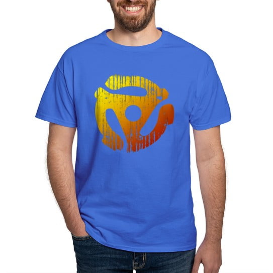 CafePress - Distressed 45 RPM Adapter Dark T Shirt - Men's Classic Cotton T-Shirts