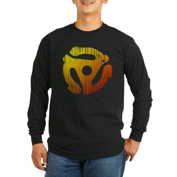 CafePress - Distressed 45 RPM Adapter Long Sleeve Dark T Shirt - Long Sleeve Dark T-Shirt