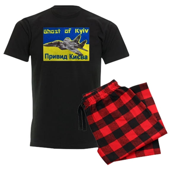 CafePress - Distressed, 80S Style, Ukraine, Ghost Of Kyiv, Zel - Men's Dark Loose Fit Cotton Pajama Set