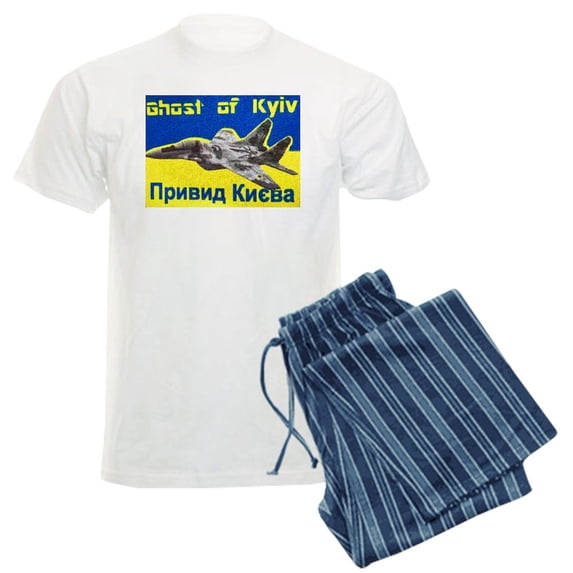 CafePress - Distressed, 80S Style, Ukraine, Ghost Of Kyiv, Zel - Men's Light Loose Fit Cotton Pajama Set