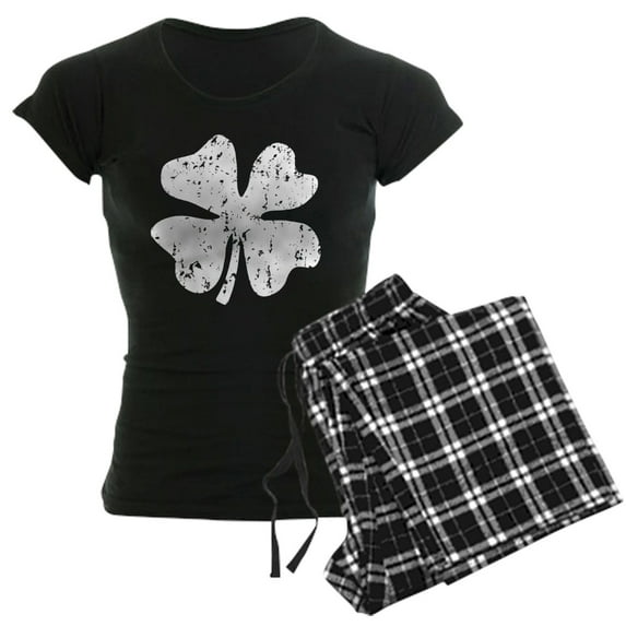CafePress - Distressed Grunge Shamrock Pajamas - Women's Short Sleeve Print T-Shirt and Pants Dark Cotton Pajama Set