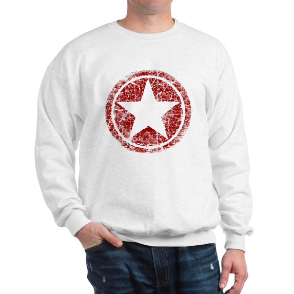 CafePress - Distressed Red Star Sweatshirt - Crew Neck Sweatshirt