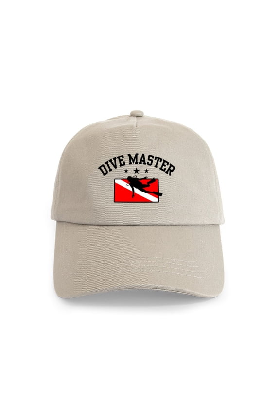 - Dive Master Cap - Adjustable 100% Brushed Unisex Casual Cotton Baseball Cap, Beige, 1
