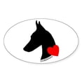 thumbnail image 1 of CafePress - Doberman With Heart Silhouett - Sticker (Oval), 1 of 1