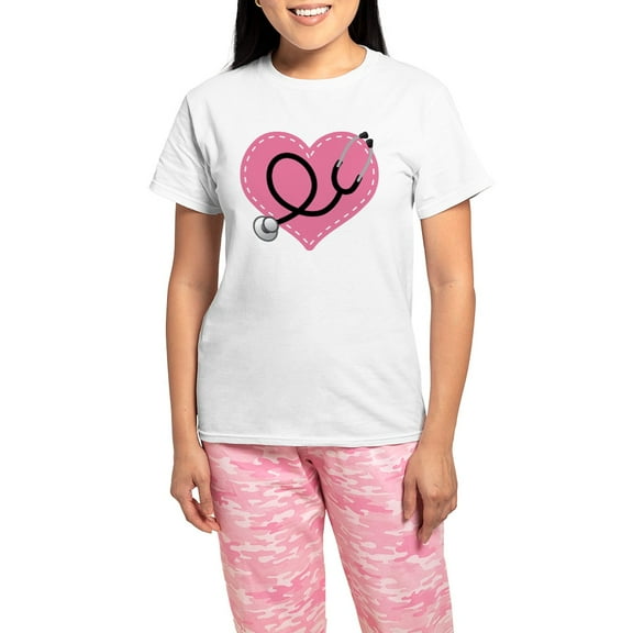 CafePress - Doctor Nurse Heart Women's Light Pajamas - Women's Short Sleeve Print T-Shirt and Pants Light Cotton Pajama Set